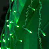Гирлянда "Бахрома" 3 х 0.6 м , IP44, УМС, белая нить, 160 LED, свечение зелёное, 220 В, фото 3
