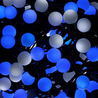 Гирлянда «Нить» 20 м с насадками «Шарики 1.5 см», IP44, тёмная нить, 200 LED, свечение бело-синее, мигание,