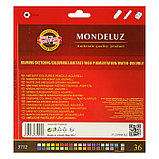 Карандаши акварельные набор 36 цветов, Koh-I-Noor Mondeluz 3712 + точилка + кисть 2 штуки, фото 3