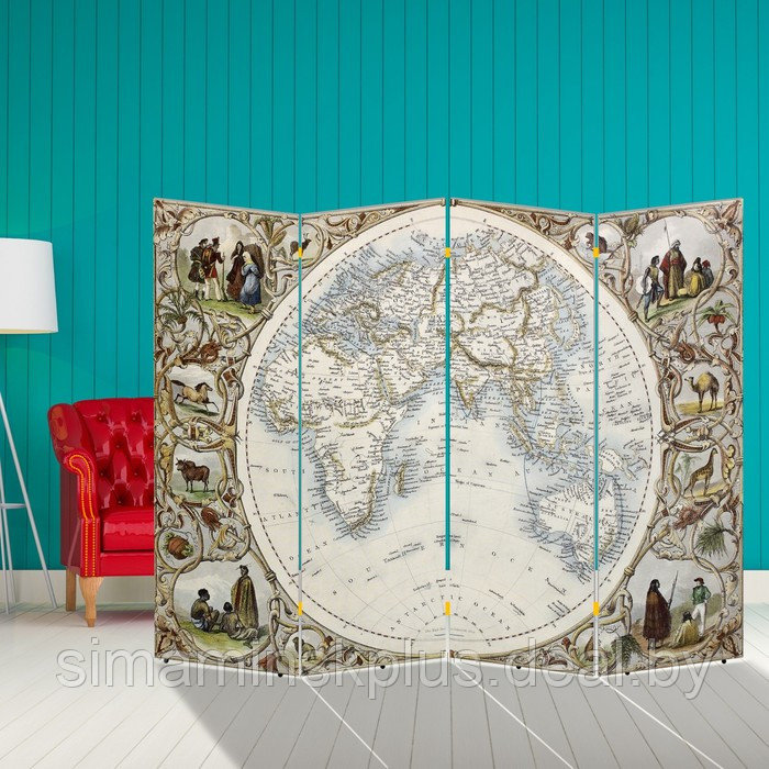 Ширма "Карта мира. Первооткрыватели", 200 х 160 см - фото 1 - id-p174610390