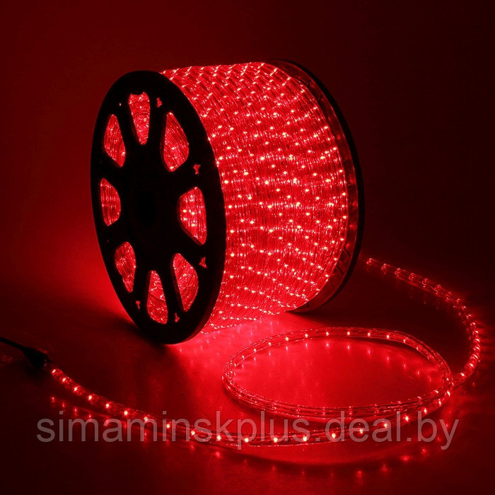 Световой шнур Luazon Lighting 13 мм, IP65, 100 м, 36 LED/м, 220 В, 3W, чейзинг, свечение красное - фото 1 - id-p174611661