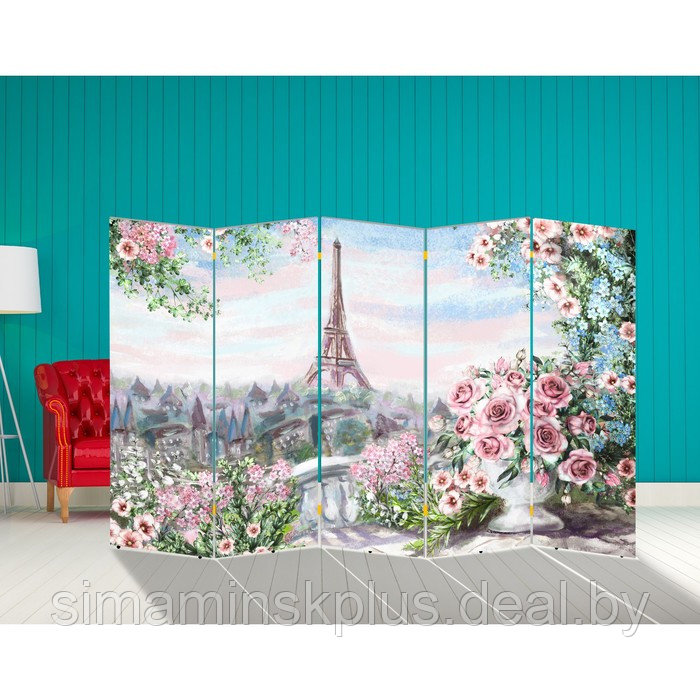 Ширма "Картина маслом. Розы и Париж", 250 х 160 см - фото 1 - id-p174610468