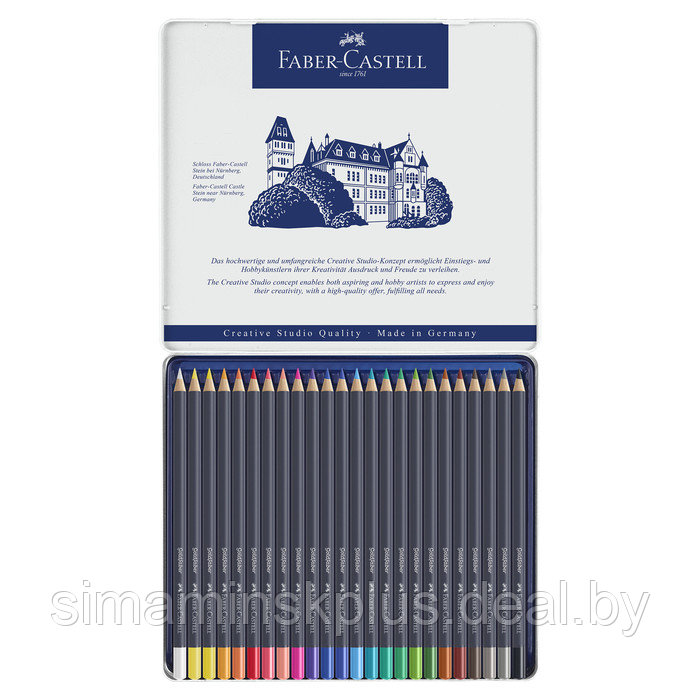 Карандаши художественные Faber-Castell 24 цвета, в металлической коробке - фото 1 - id-p174630244