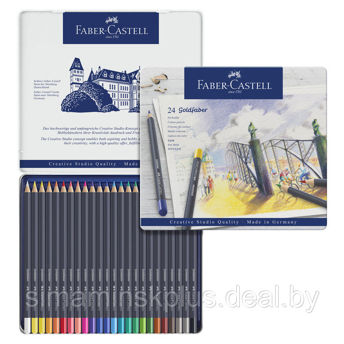 Карандаши художественные Faber-Castell 24 цвета, в металлической коробке - фото 2 - id-p174630244