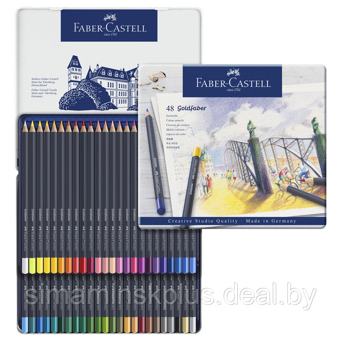 Карандаши художественные Faber-Castell 48 цветов, в металлической коробке - фото 1 - id-p174630261