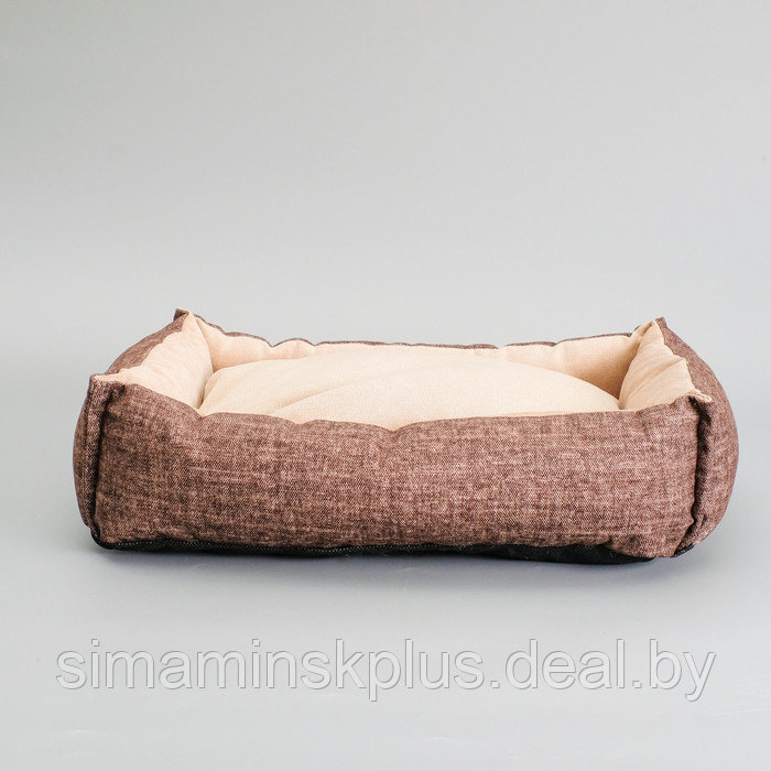 Лежанка под замшу с двусторонней подушкой, 54 х 42 х 11 см, мебельная ткань, микс цветов - фото 2 - id-p174635122