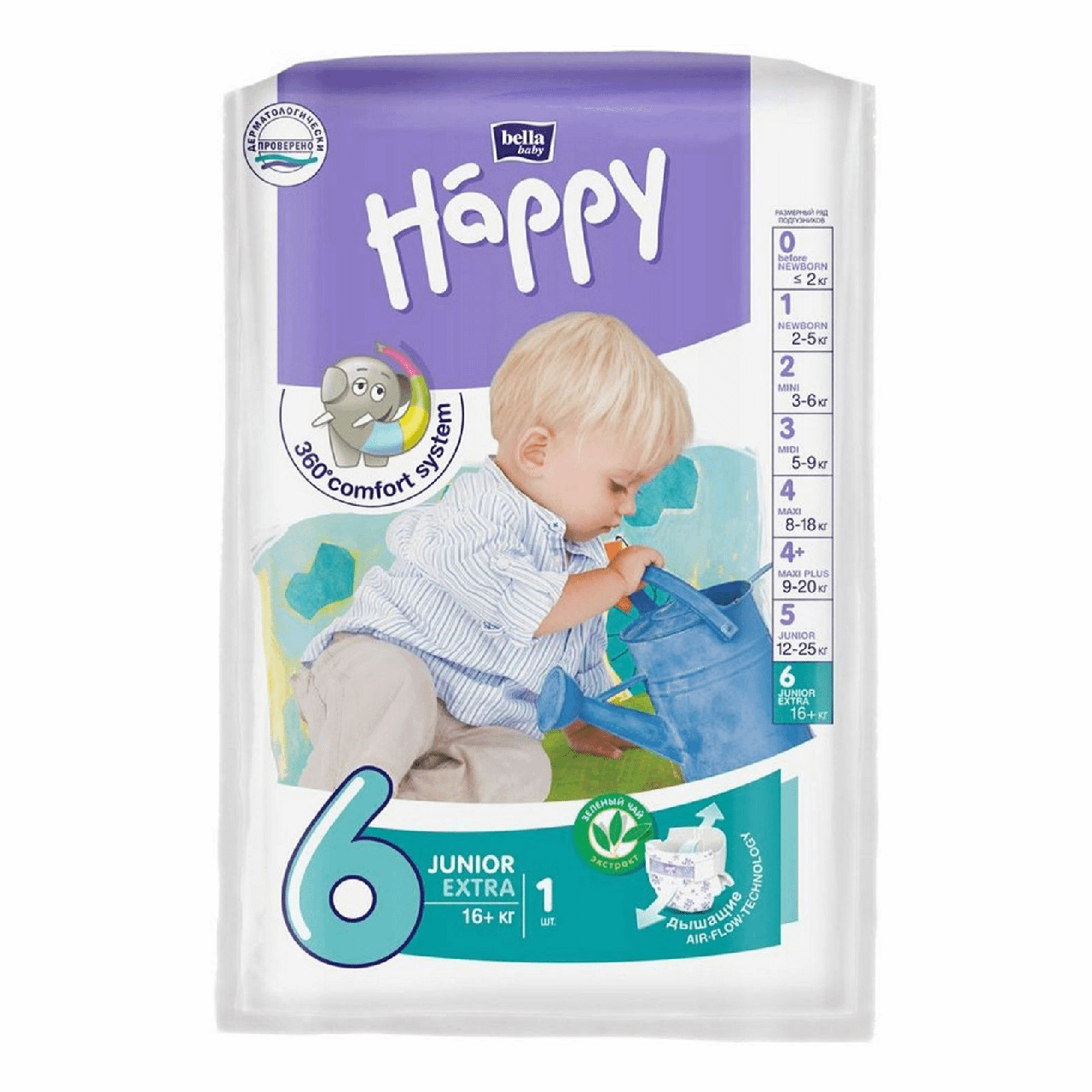 Подгузники Bella Baby Happy Junior Extra 6 гигиенические для детей 16+ кг, 1 шт