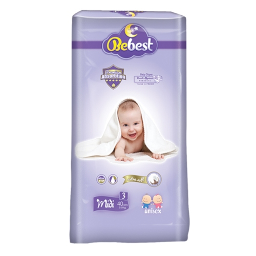 Подгузники для детей Bebest Midi № 3 (5-9 кг), 40 шт - фото 1 - id-p156509163