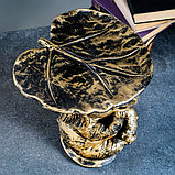 Фигура - подставка "Слон с листком" бронза/золото, 30х30х30см, фото 5