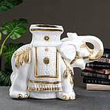 Фигура - подставка "Слон" бело-золотой, 21х54х43см, фото 2