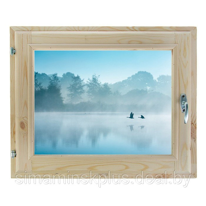 Окно 40х60 см, "Туман над рекой", однокамерный стеклопакет, уплотнитель, хвоя - фото 1 - id-p174628018