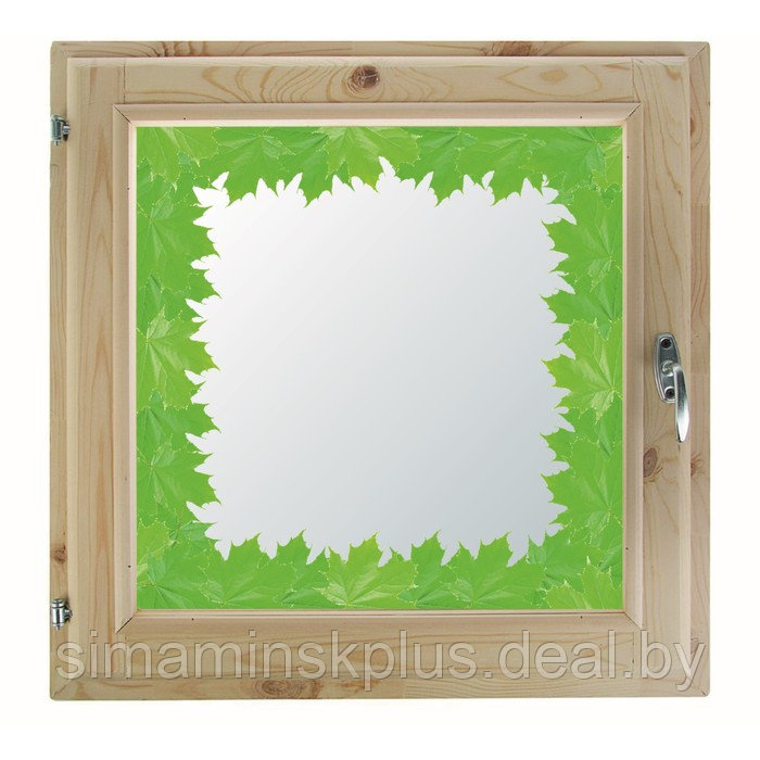 Окно 40х60 см, "Кленовые листья", однокамерный стеклопакет, хвоя