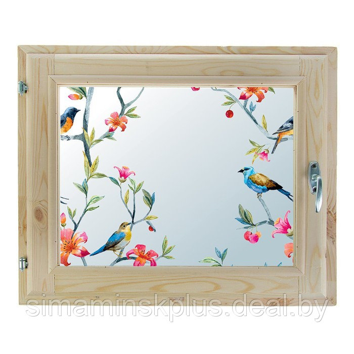 Окно, 40×60см, "Пташки", однокамерный стеклопакет - фото 1 - id-p174628025