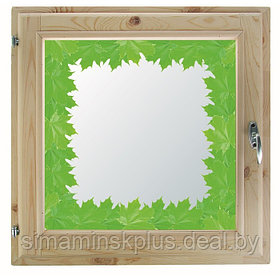 Окно 50х60 см, "Кленовые листья", однокамерный стеклопакет, хвоя