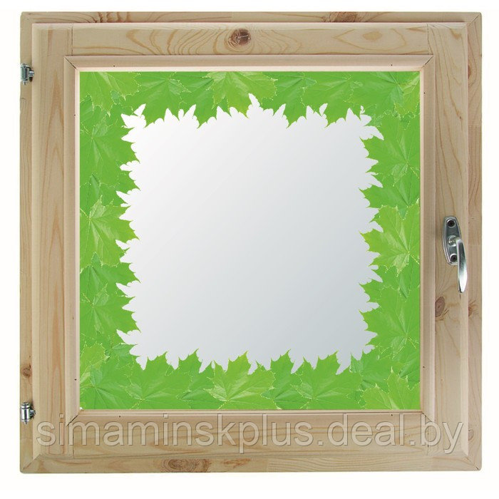 Окно 50х60 см, "Кленовые листья", однокамерный стеклопакет, хвоя - фото 1 - id-p174628040