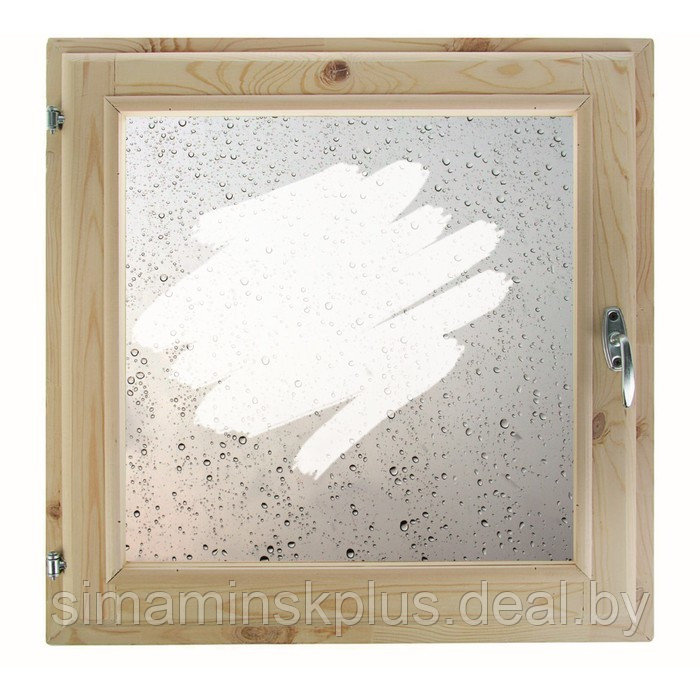 Окно 60х60 см, "Капли на стекле", однокамерный стеклопакет, хвоя - фото 1 - id-p174628069