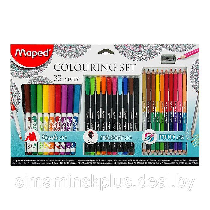Набор для рисования Maped Color Peps 33 предмета: фломастеры, ручка капилярная, карандаши цветные - фото 1 - id-p174631650