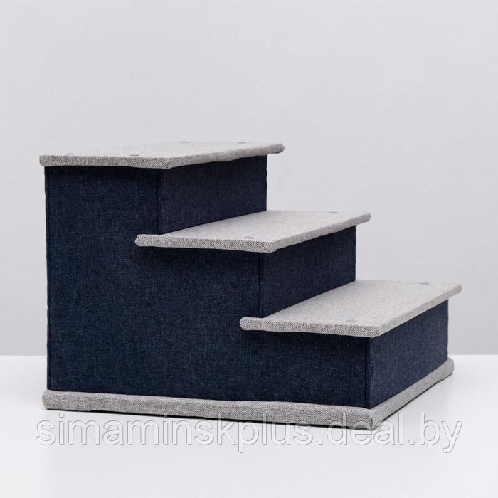 Домик-лесенка для животных "Пижон", рогожка 39 х 38,5 х 32 см, серо-голубой - фото 4 - id-p174635449