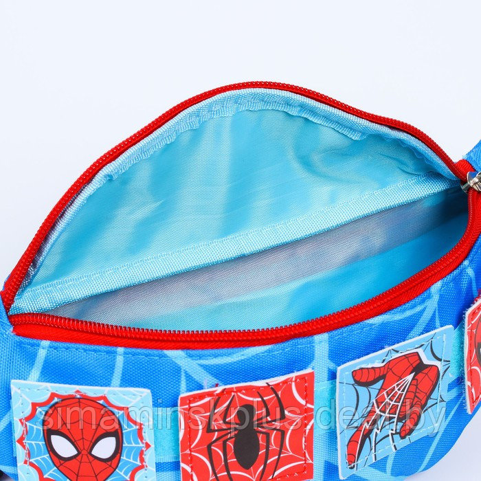 Сумка поясная "Человек-паук", голубая, на липучках - фото 6 - id-p174628855