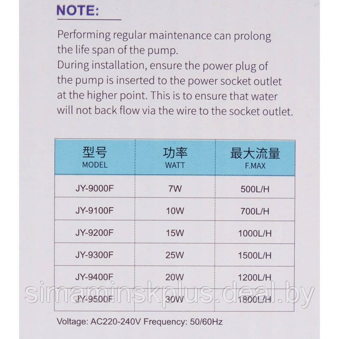 Фильтр внутренний JINGYE JY-9000F High-end, бесшумный, 500 л/ч, 7 Вт - фото 7 - id-p174634606