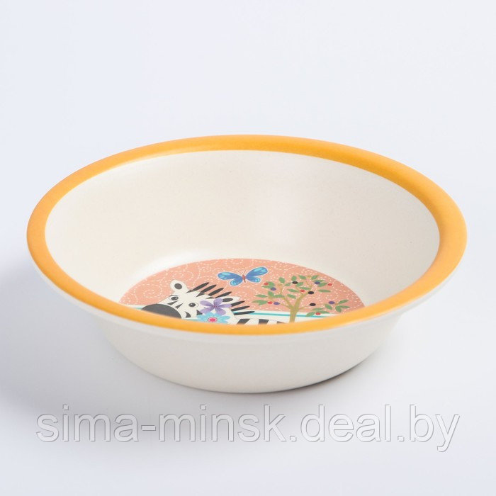 Набор детской бамбуковой посуды «Зебра», тарелка, миска, стакан, приборы, 5 предметов - фото 5 - id-p114670220