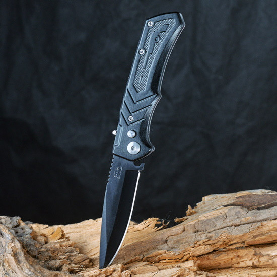 Нож металлический складной черный с пистолетом на рукояти - фото 2 - id-p174694958