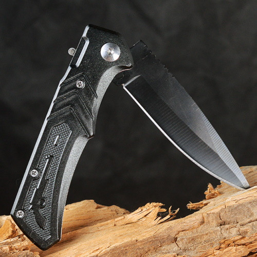 Нож металлический складной черный с пистолетом на рукояти - фото 3 - id-p174694958