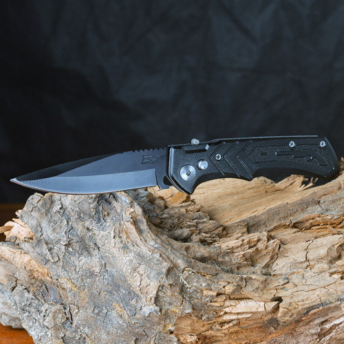 Нож металлический складной черный с пистолетом на рукояти - фото 6 - id-p174694958
