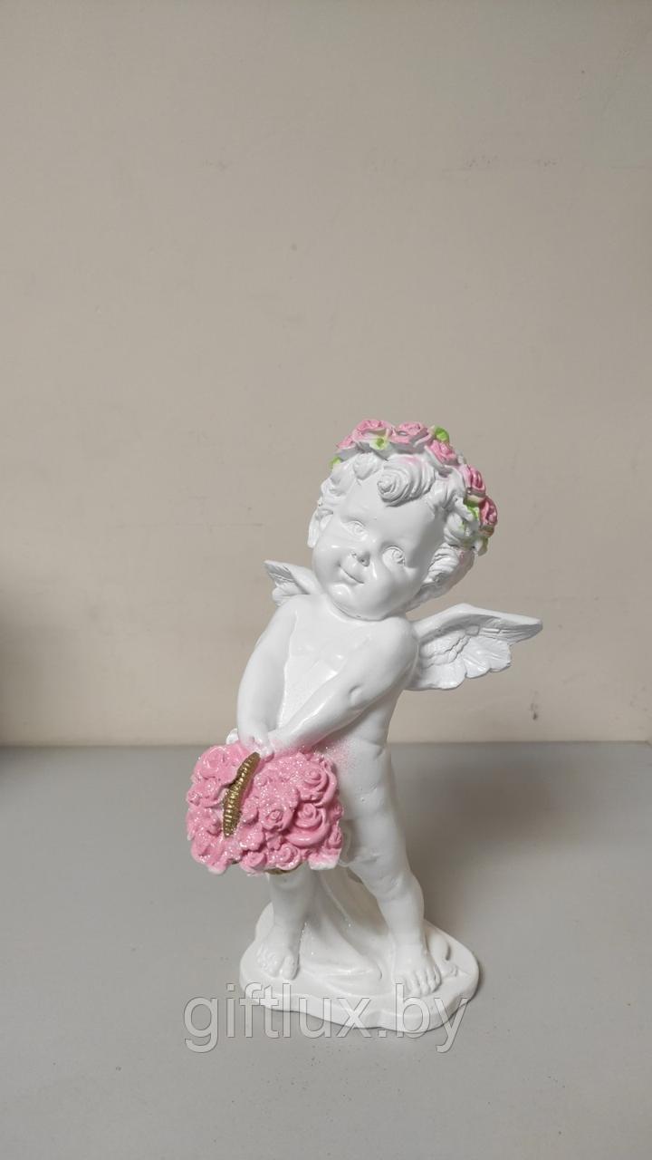 Ангел с корзинкой (цветной) сувенир, гипс, 14*22 см