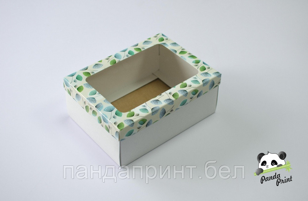 Коробка с прозрачным окном 270х190х100 Цветные одуванчики (белое дно)