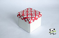 Коробка 75х75х75 Мишки на красном фоне (белое дно), фото 1