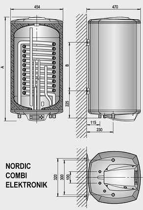 Бойлер накопительный косвенного нагрева Nordic COMBI Elektronik 100, фото 2