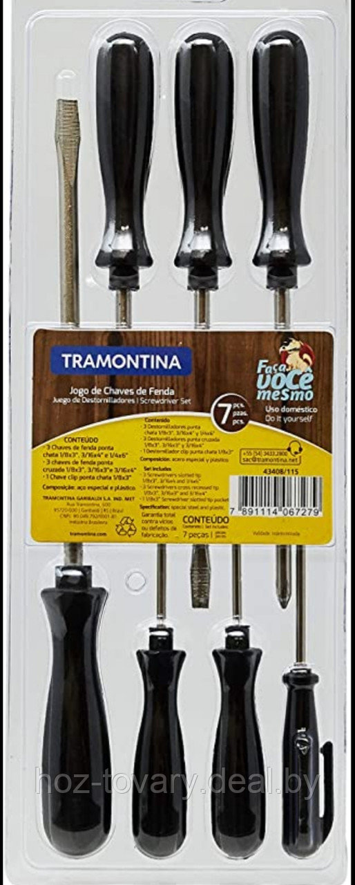 Набор отверток Tramontina 7 шт. 4 плоских и 3 крестовых - фото 4 - id-p174755446
