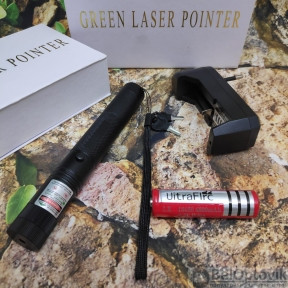 Лазерная указка Green Laser Pointer 303 с ключом SD-Lazer 303, черный корпус - фото 1 - id-p174756210