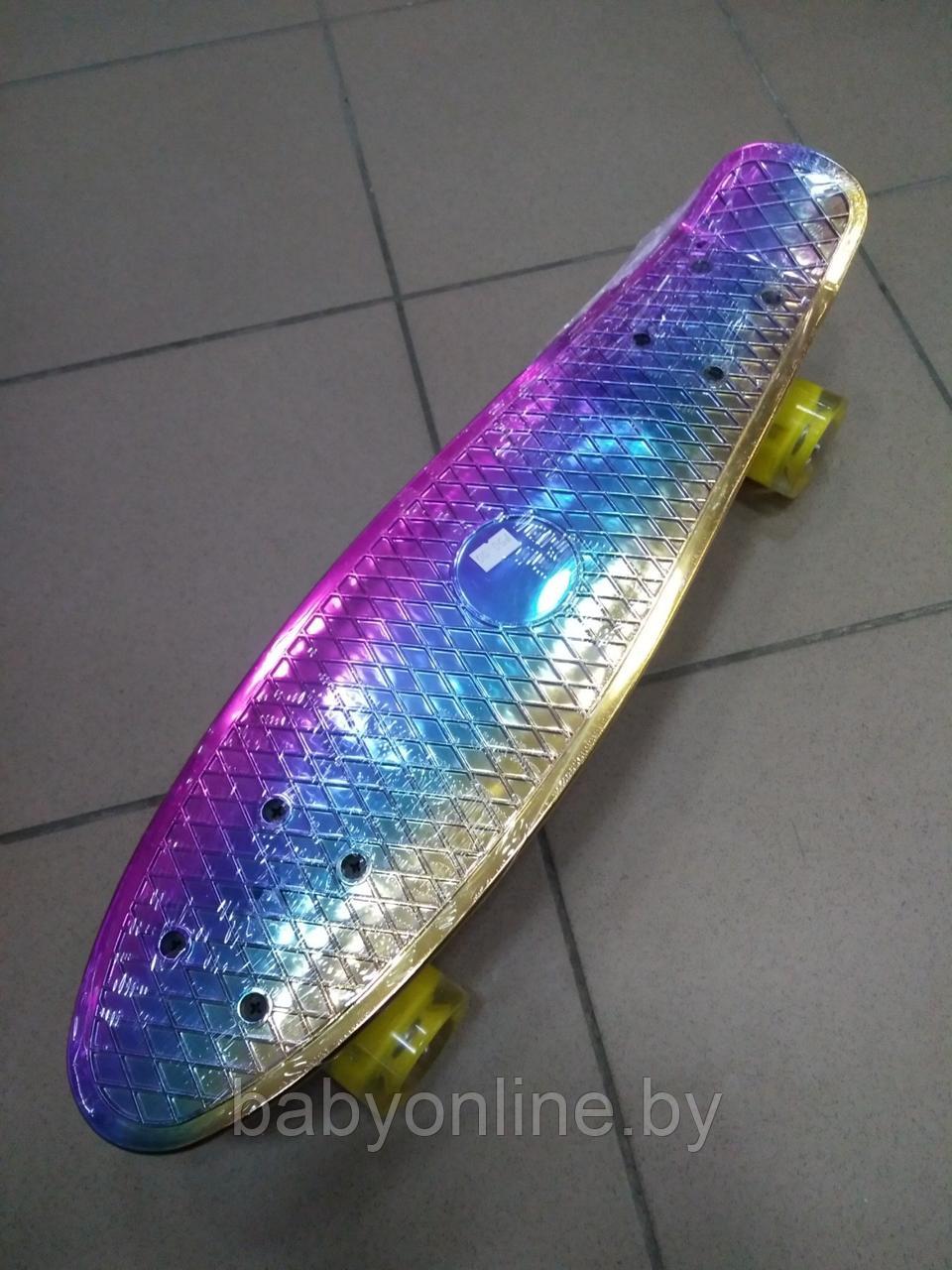 Скейтборд (пенни борд) размер 55см цветной металлик арт 3011M - фото 2 - id-p174760297