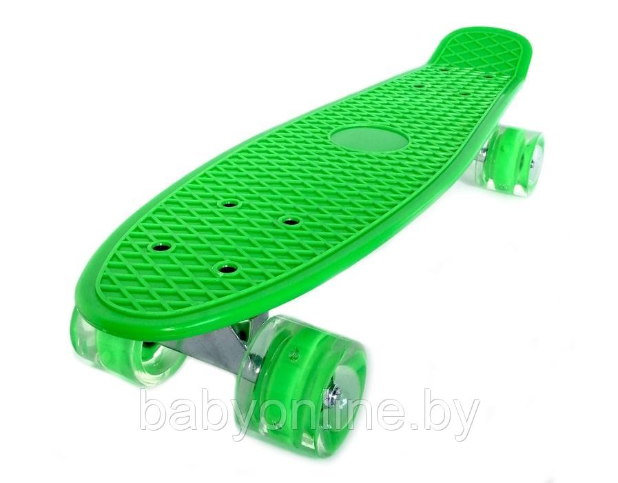 Скейтборд (пенни борд) размер 55см цвет зеленый арт SK-02G - фото 2 - id-p174760298