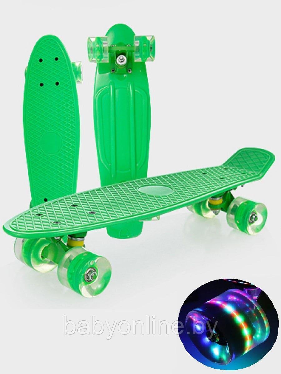 Скейтборд (пенни борд) размер 55см цвет зеленый арт SK-02G - фото 1 - id-p174760298