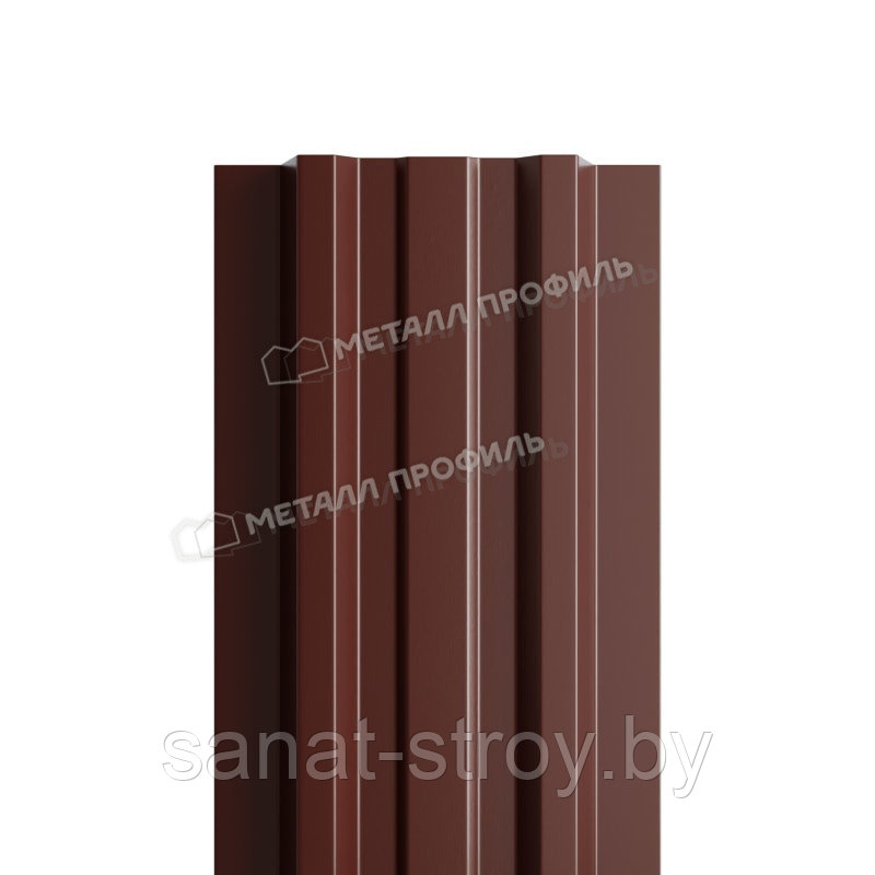 Штакетник металлический МП LАNE-T 16,5х99 (ПЭ-01-8017-0.4)  RAL 8017 Коричневый шоколад