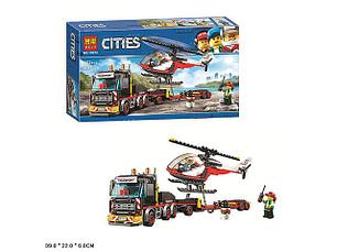 Детский конструктор Bela арт. 10872 Перевозчик грузовик вертолета аналог лего LEGO City Сити машина фура, фото 2