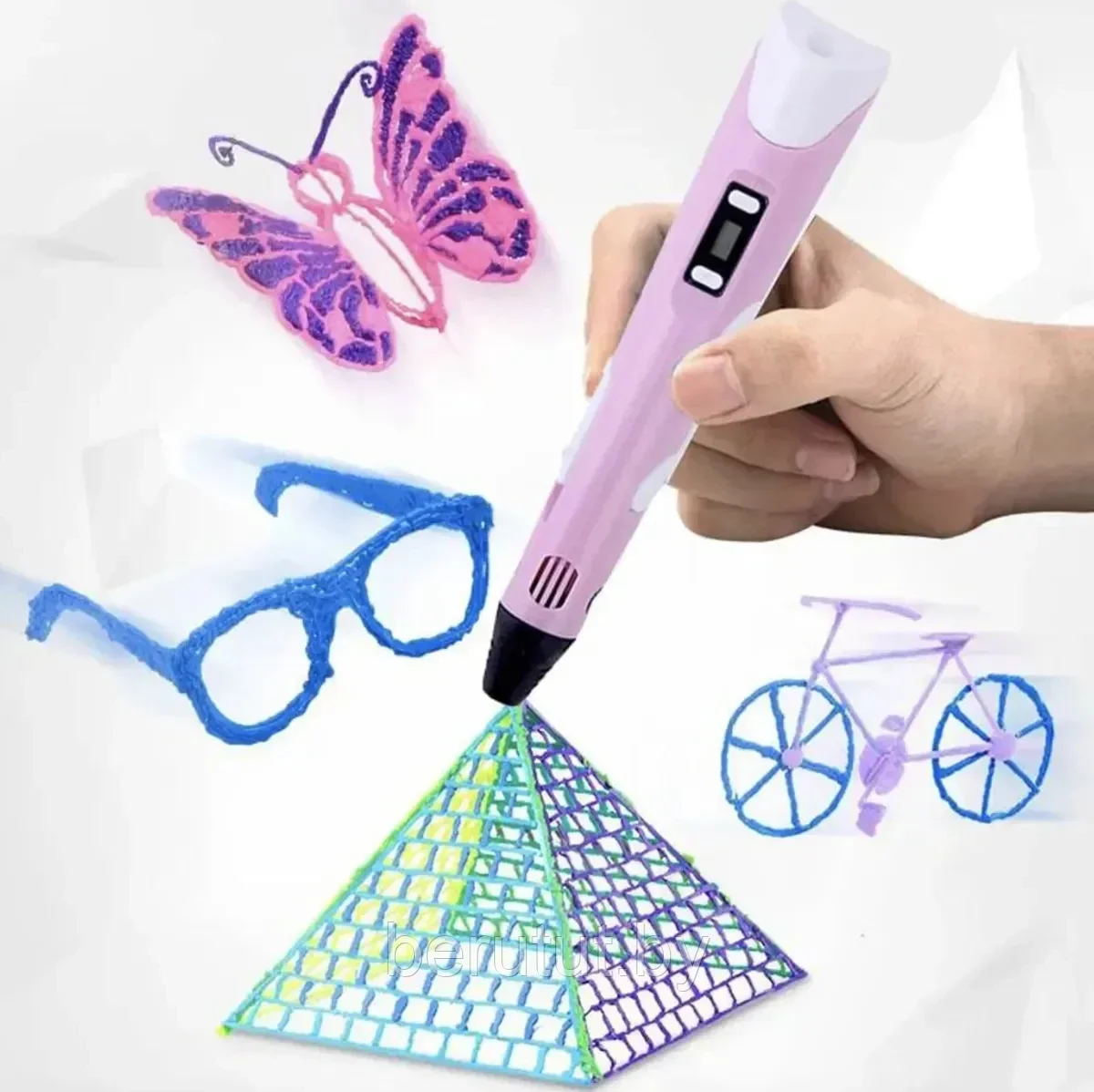 3D Pen-2 Комплект 3д ручка PEN PLUS с набором прочного пластика несколько цветов - фото 9 - id-p174769909