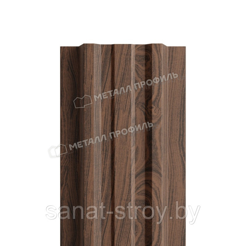 Штакетник металлический МП LАNE-T 16,5х99 (ECOSTEEL-01-МореныйДуб-0.5)
