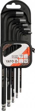 Набор инструментов Yato Набор ключей HEX 6 граней Г-образных длинных (L=78-232 мм) 10 предметов (YT-0561) - фото 1 - id-p108375780