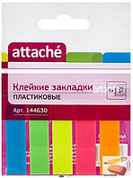 Закладки пластиковые 12х45 мм. Attache, неон, пластик, 5 цветов по 20 листов