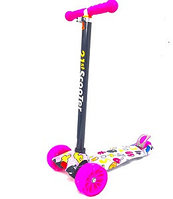 Самокат детский NB14B Maxi print широкие колеса розовый си