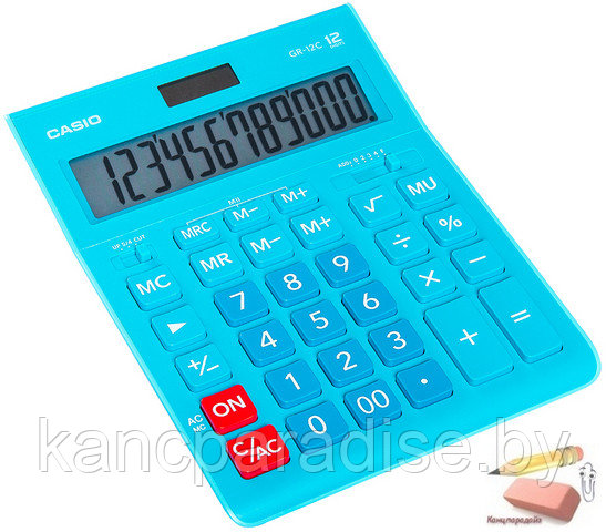 Калькулятор Citizen Casio GR-12C-LB-W-EP, 12-разрядный, голубой