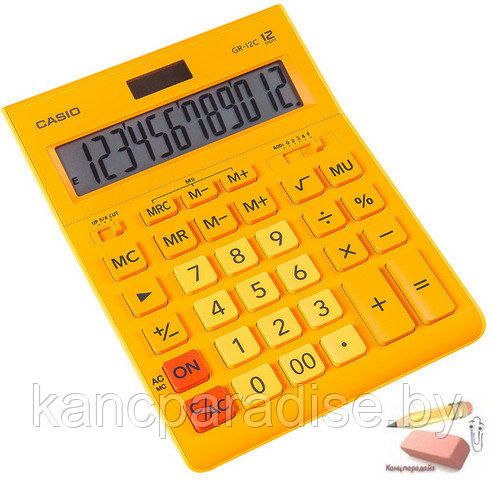 Калькулятор Citizen Casio GR-12C-LB-W-EP, 12-разрядный, оранжевый, арт.GR-12C-RG-W-EP