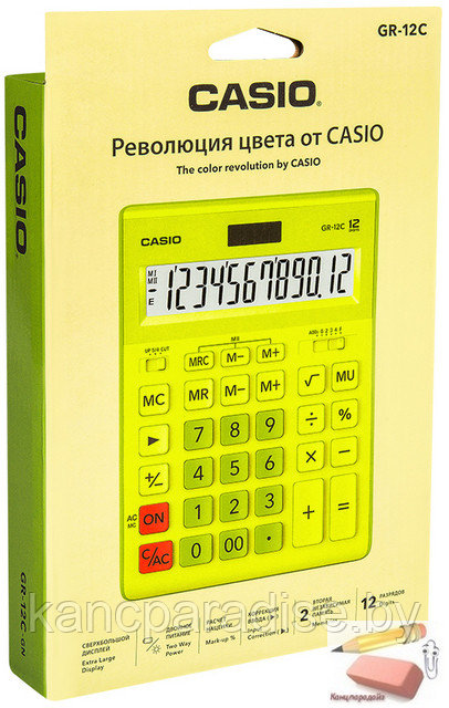 Калькулятор Citizen Casio GR-12C-LB-W-EP, 12-разрядный, салатовый - фото 2 - id-p174798452