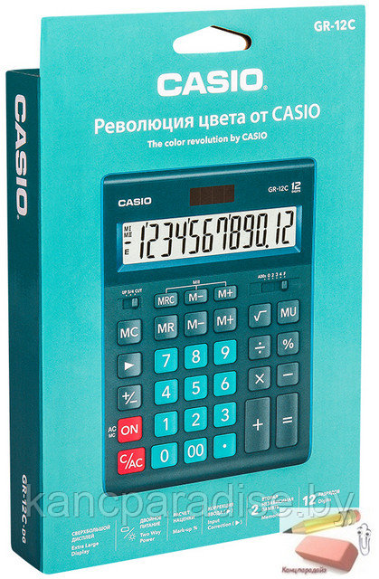 Калькулятор Citizen Casio GR-12C-LB-W-EP, 12-разрядный, тёмно-зелёный - фото 2 - id-p174798484