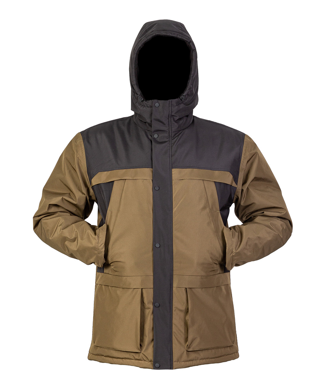 Куртка Хайтек удлиненная с флисом, размер: L, цвет: Олива+Черный - фото 1 - id-p174802760