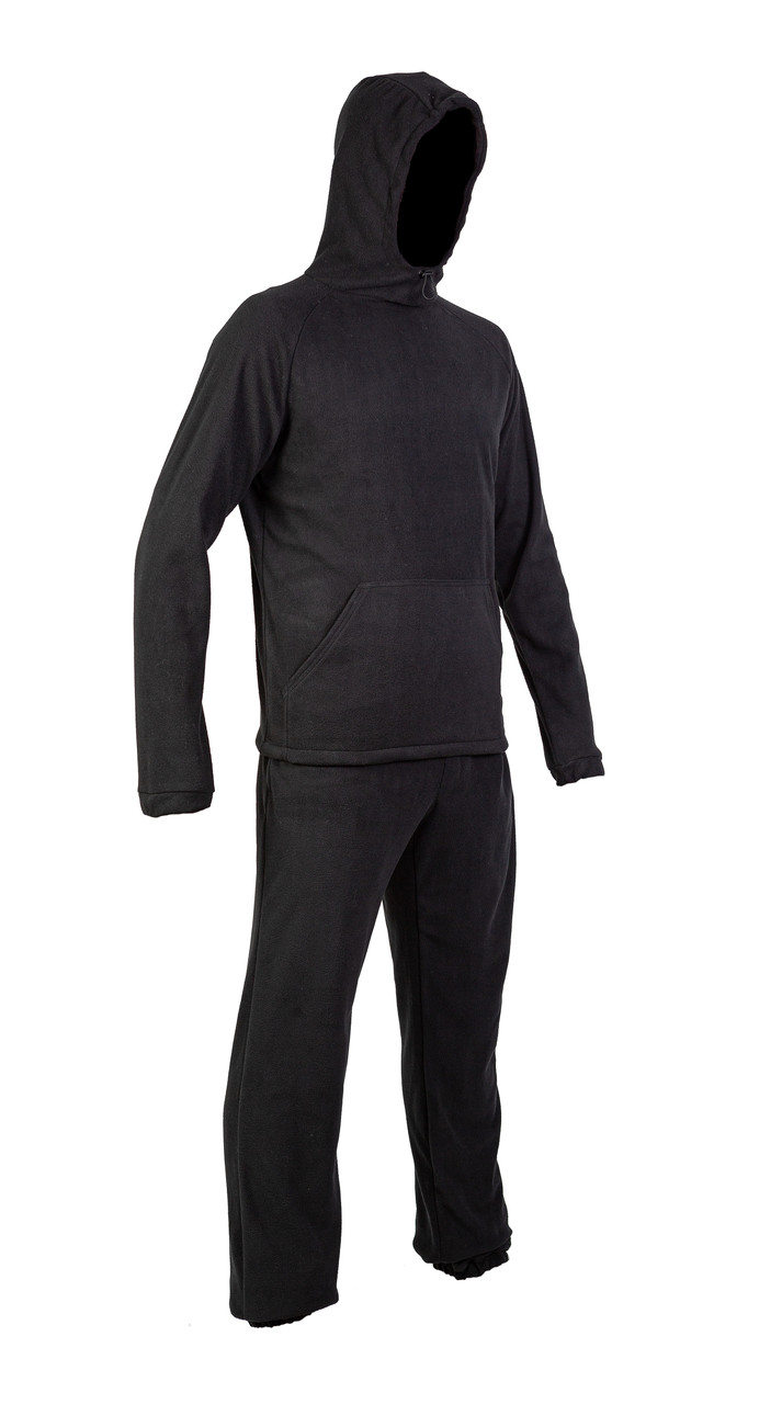 Костюм из флиса 180 г/м2. Размер M. Цвет: Черный. Куртка худи, брюки.